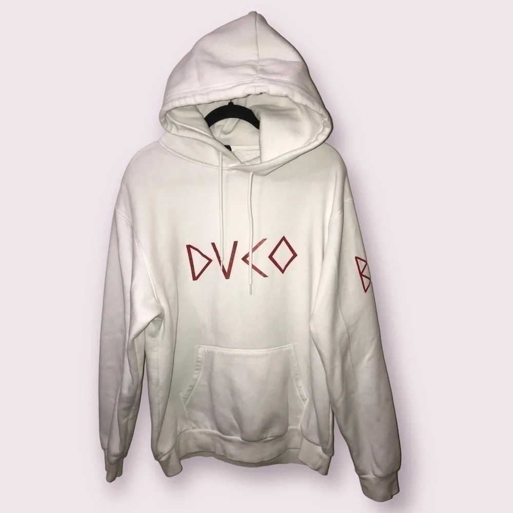 DIVIDED Mens Cotton Blend Soft White Printed Graphic Hoodie Sweatshirt Size M